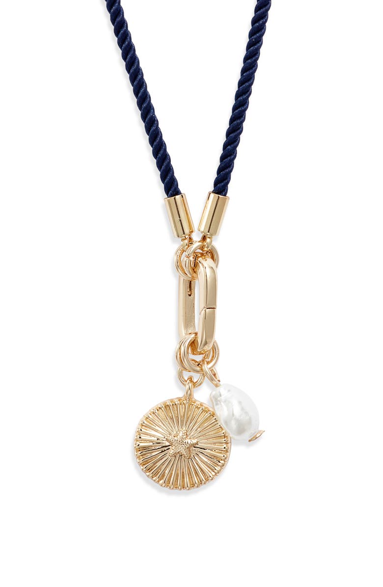Nordstrom Faux Pearl Charm Cord Necklace, Main, color,