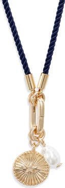 Nordstrom Faux Pearl Charm Cord Necklace