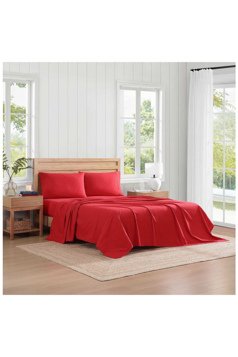 Cotton Percale Sheet Set, Alternate, color, RED