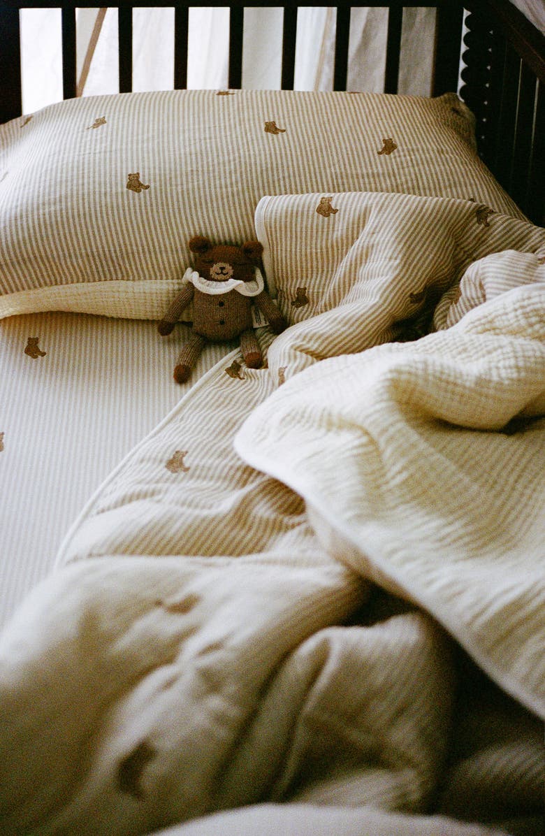 Oilo Print Organic Cotton Crib Sheet, Alternate, color, Eggshell