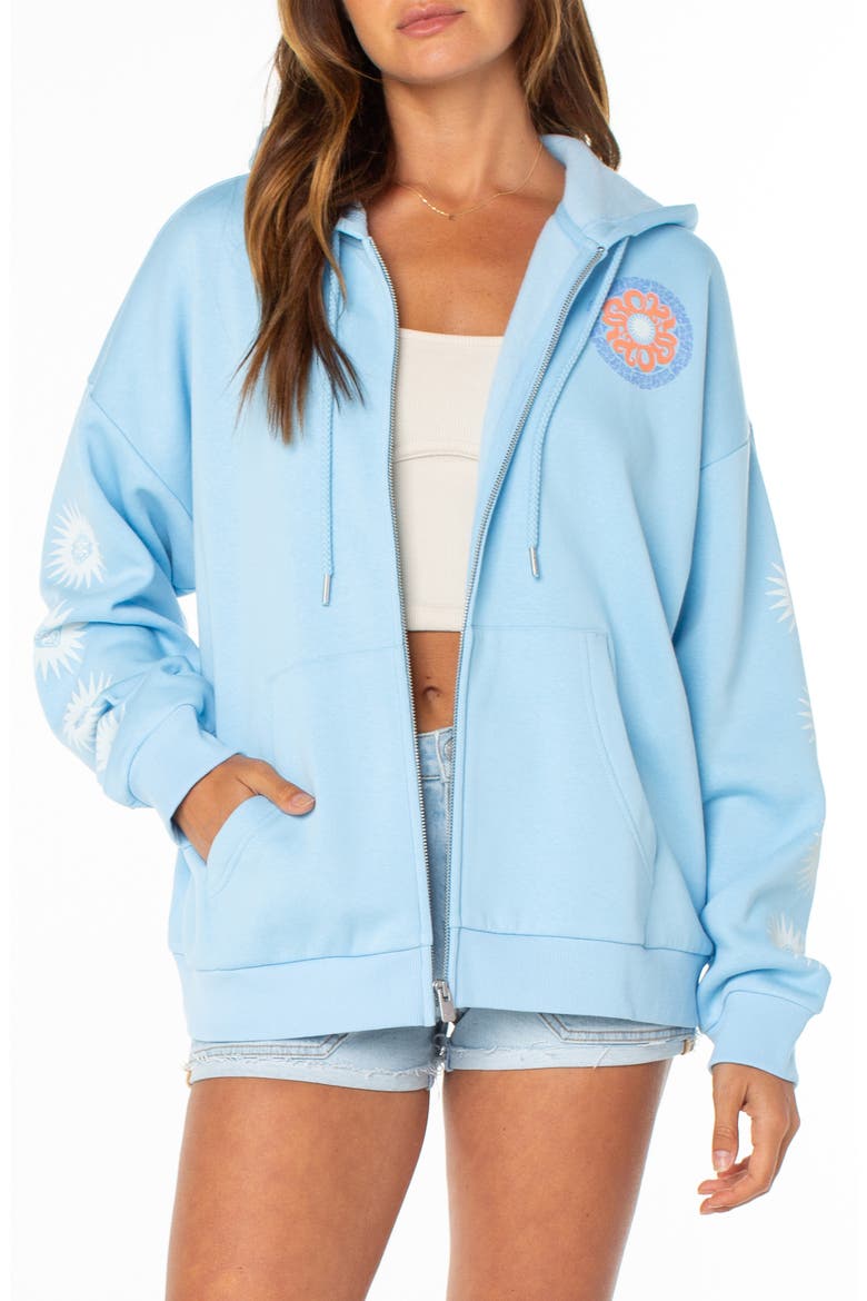 Evening Lineup Full Zip Fleece Graphic Hoodie, Main, color, AIRY BLUE