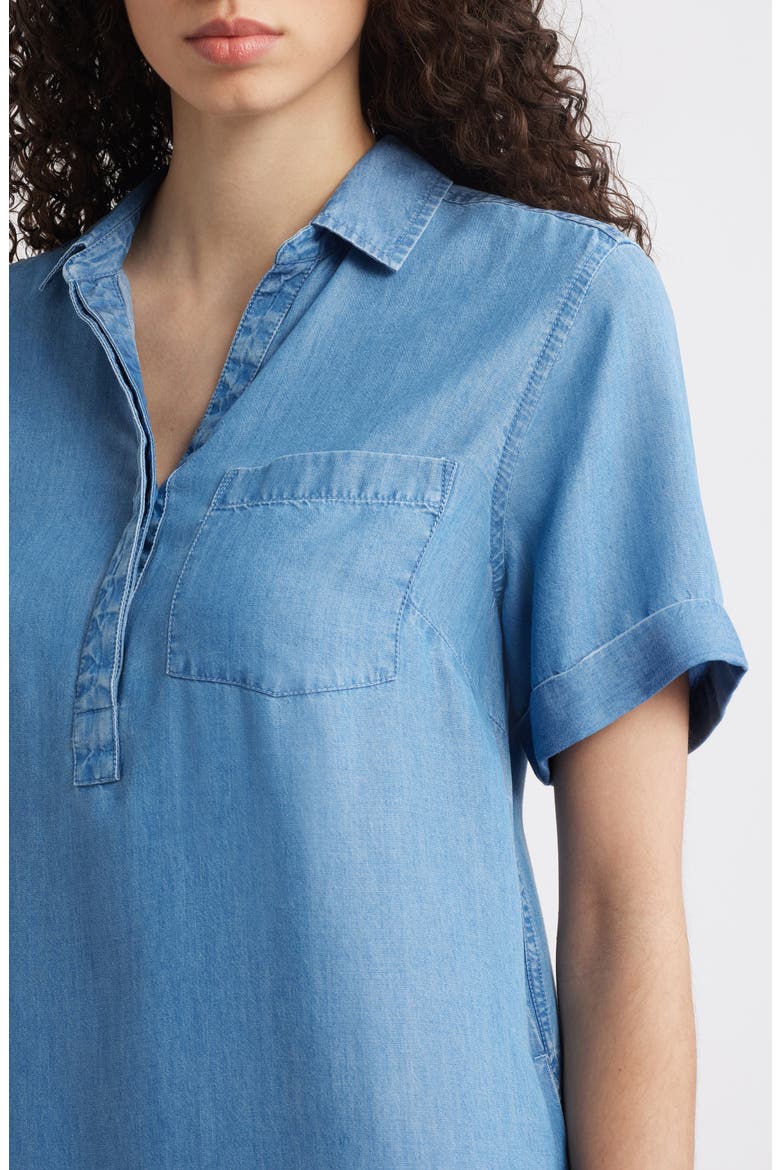 Lizzy Short Sleeve Denim Dress, Alternate, color, MEDIUM WASH