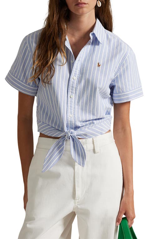 Polo Ralph Lauren Tie Front Oxford Short Sleeve Button-up Shirt