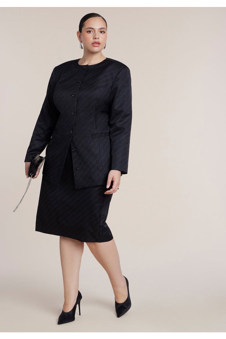 Collarless Strong Shoulder Blazer, Alternate, color, BLACK ONYX