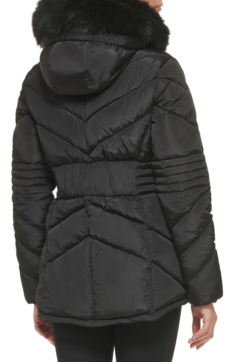GUESS Faux Fur Trim Water Resistant Hooded Puffer Jacket, Alternate, color, 