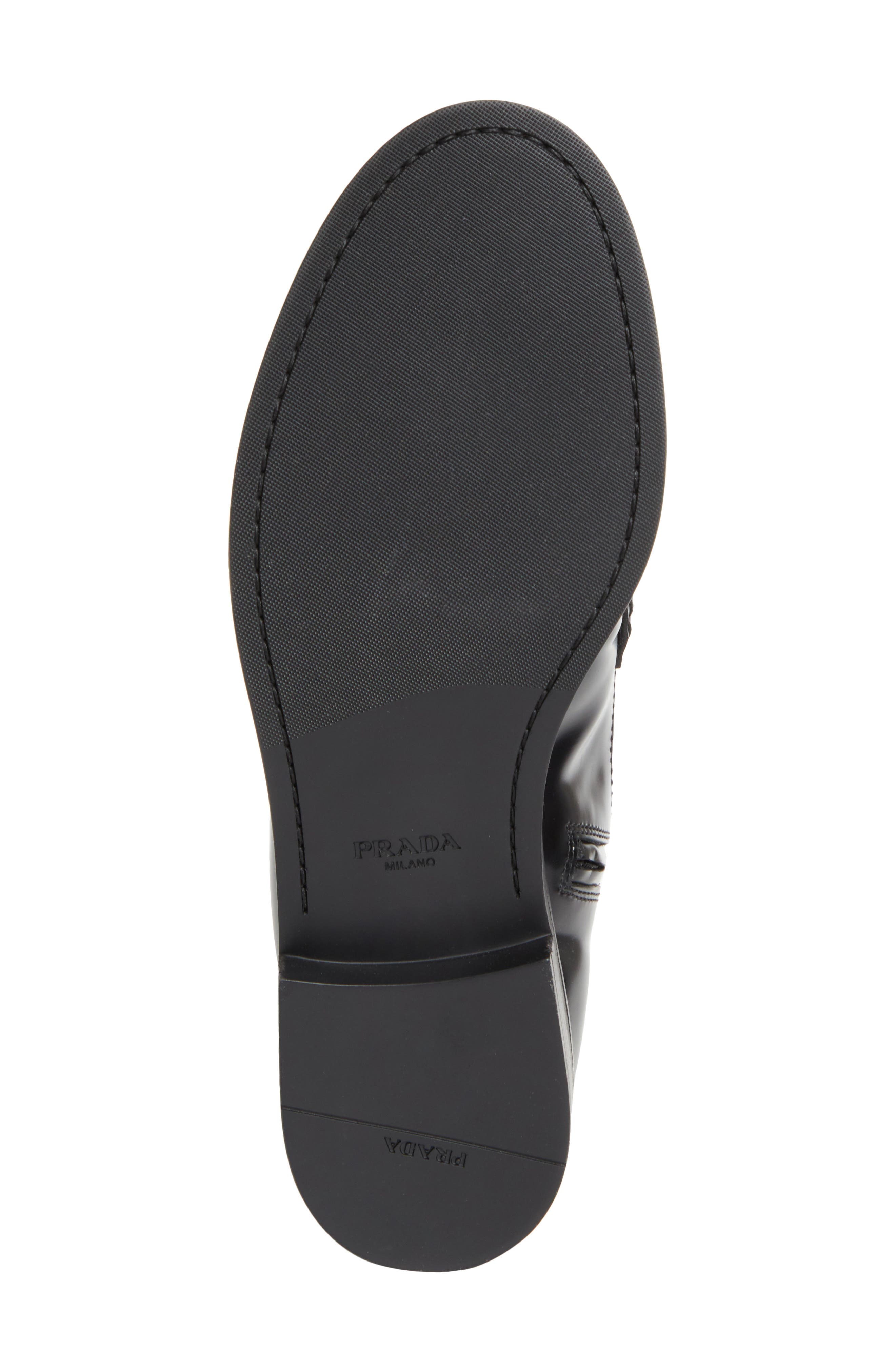 Prada Knee High Loafer Boot, Alternate, color, Nero