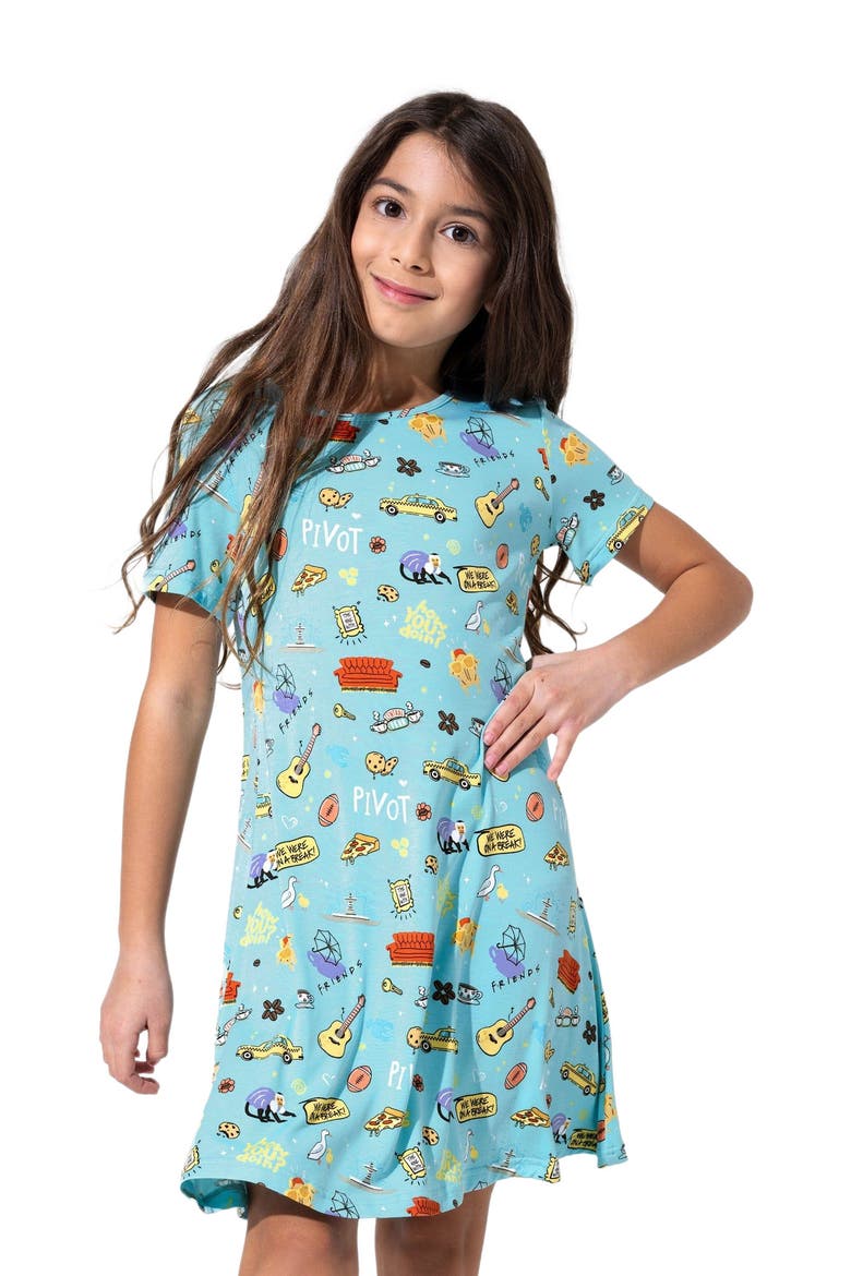 Kids' Friends Short Sleeve Dress, Alternate, color, Friends
