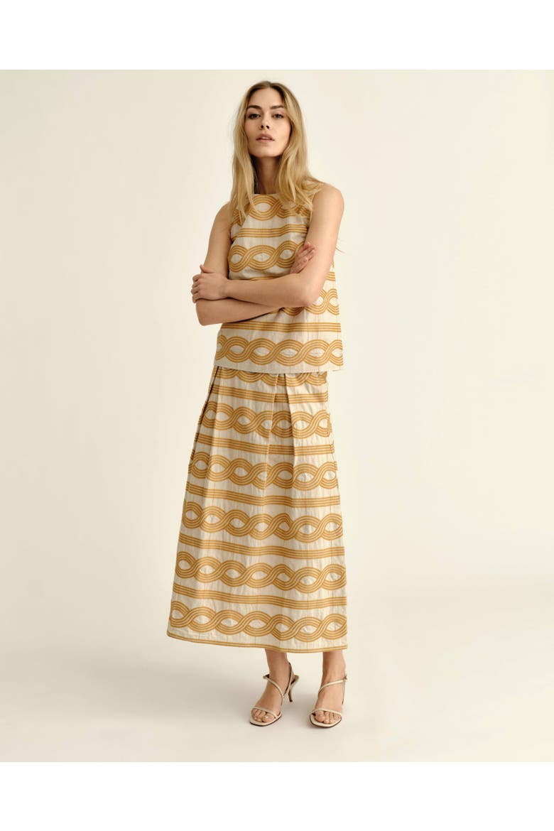 Bea Embroidered Midi Skirt, Alternate, color, Goldenrod