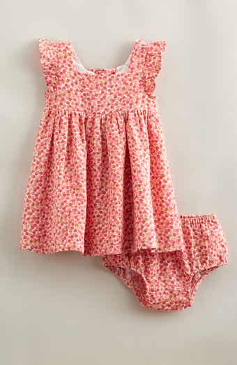 Nordstrom Flutter Sleeve Tie Back Cotton Muslin Sundress & Bloomers