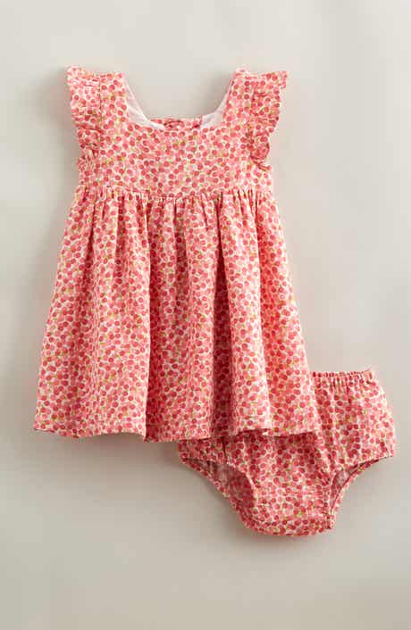 Nordstrom Flutter Sleeve Tie Back Cotton Muslin Sundress & Bloomers