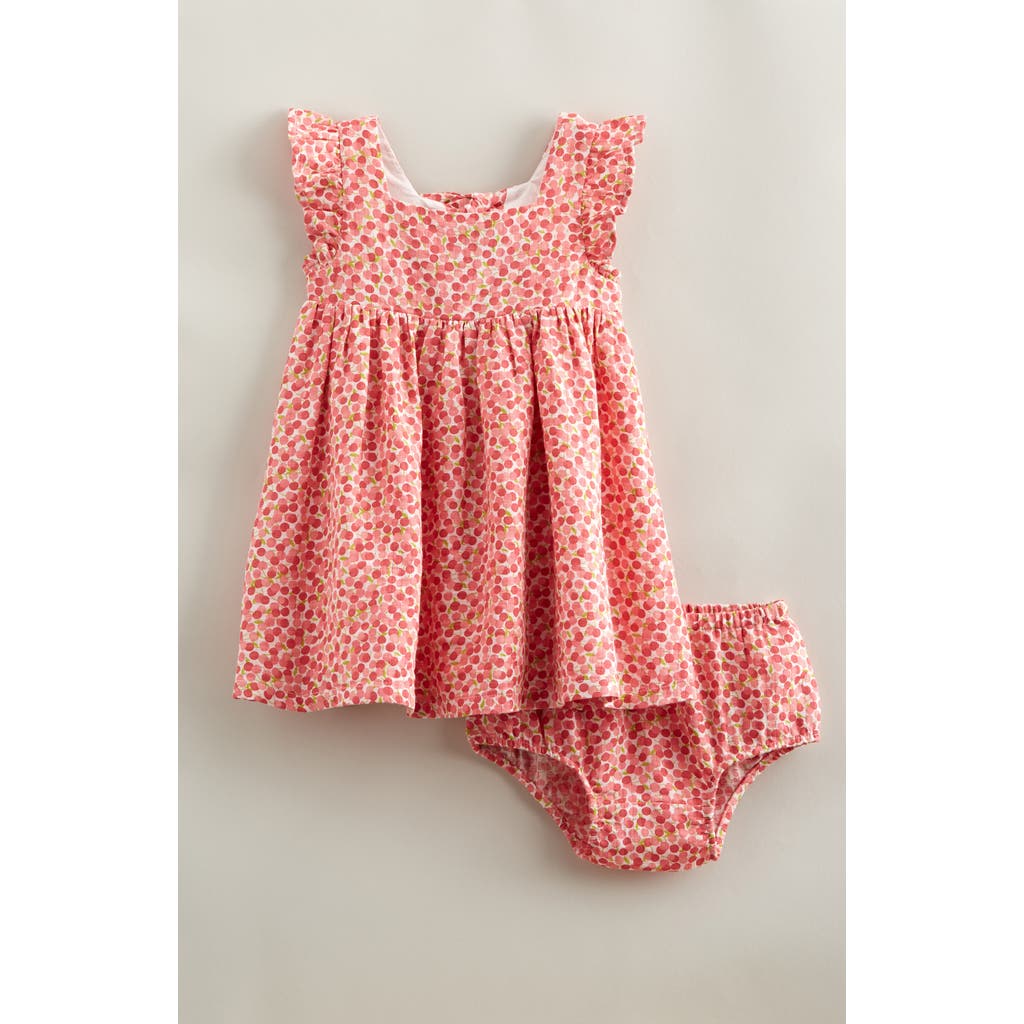 Nordstrom Flutter Sleeve Tie Back Cotton Muslin Sundress & Bloomers In Red
