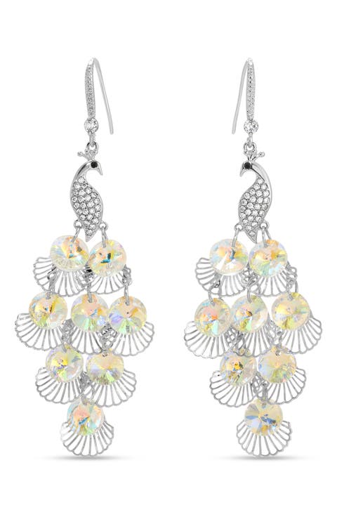 Lora Peacock CZ Chandelier Earrings