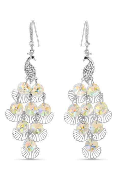 EYE CANDY LOS ANGELES Lora Peacock CZ Chandelier Earrings