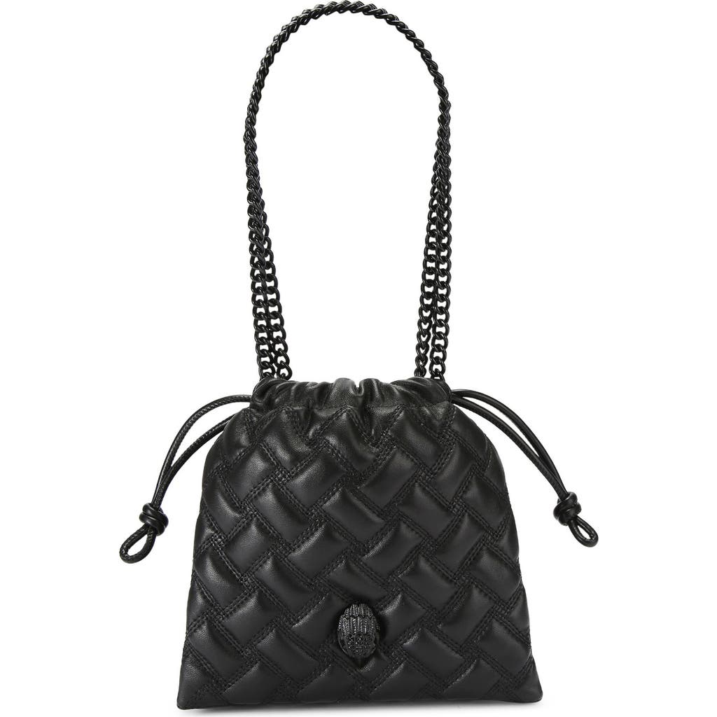 Kurt Geiger London Small Kensington Drench Quilted Leather Drawstring Crossbody Bag In Black