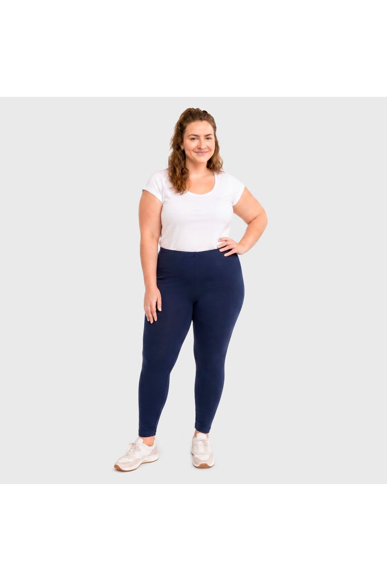 Women's Soft 100% Cotton Plus Size Leggings, Main, color, Navy