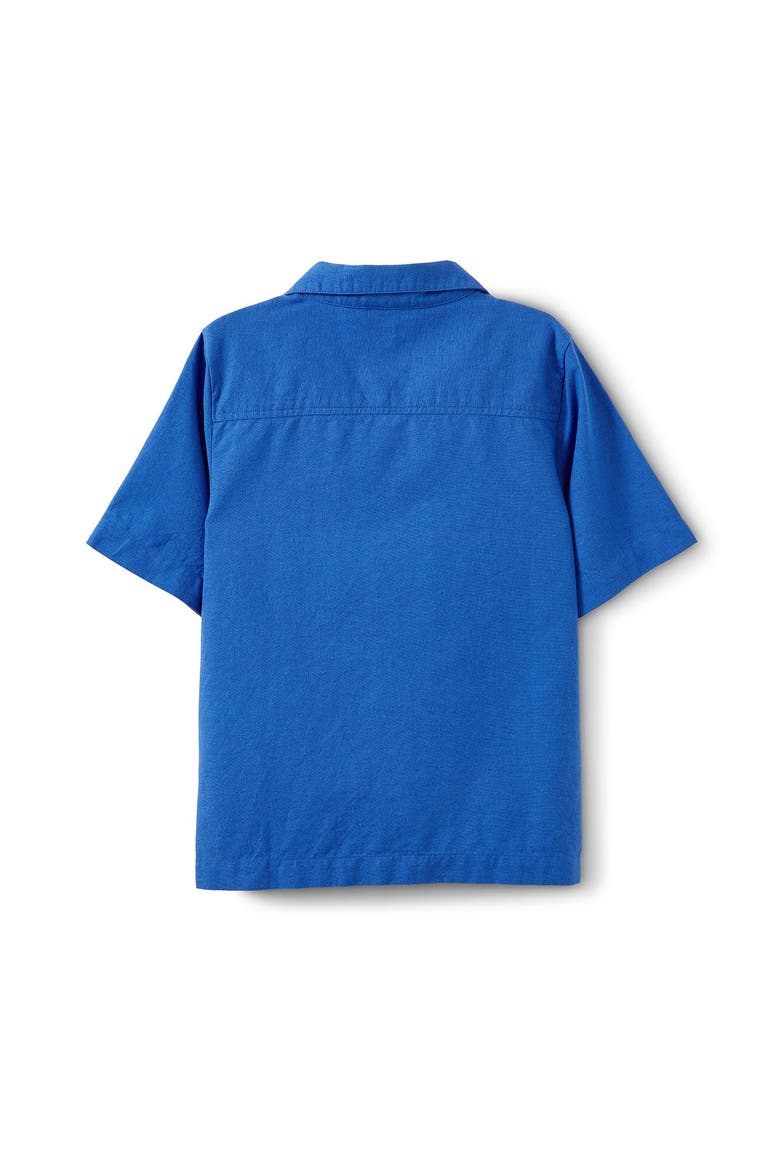 Kid's Cabana Short Sleeve Shirt, Alternate, color, Harbour Blue Fish Embroidery