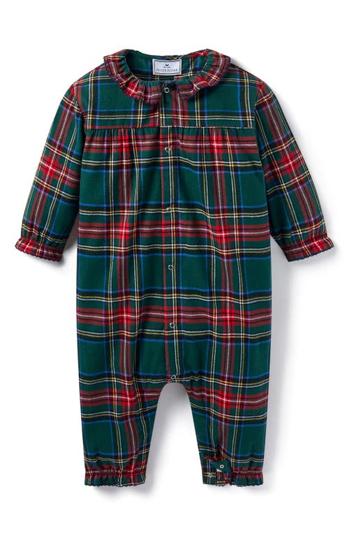 Petite Plume Madeline Kensington Tartan One-piece Brushed Twill Pajamas In Green