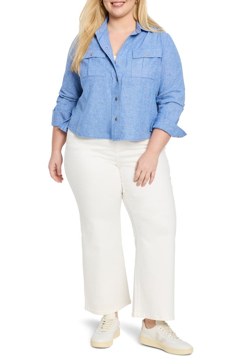 All Around Cotton & Linen Blend Shirt Jacket, Alternate, color, BLUE MIX