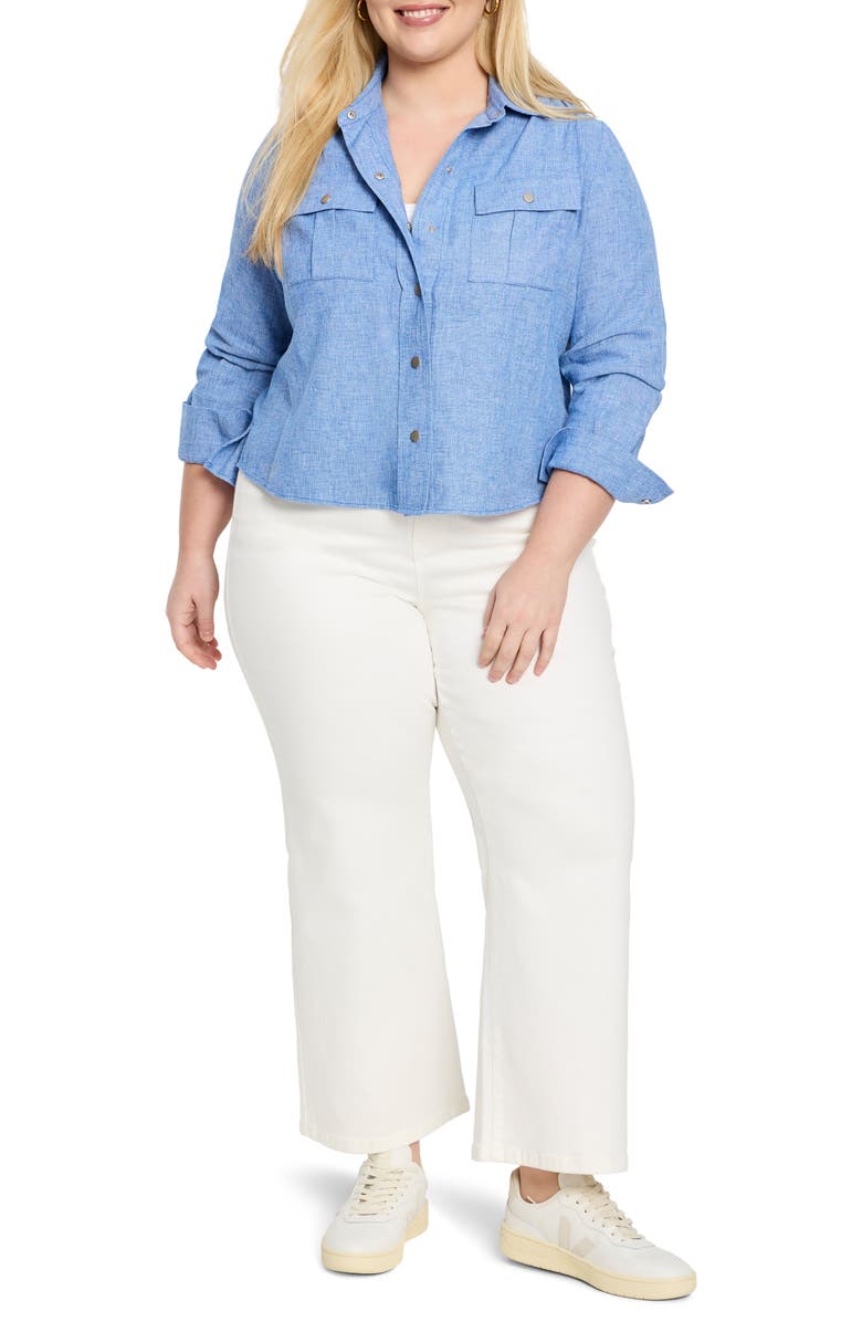 NIC+ZOE All Around Cotton & Linen Blend Shirt Jacket, Alternate, color, Blue Mix