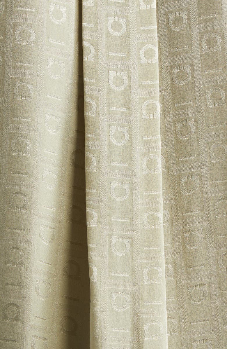 FERRAGAMO Gancini Jacquard Silk Button-Up Shirt, Alternate, color, Burnt Sage