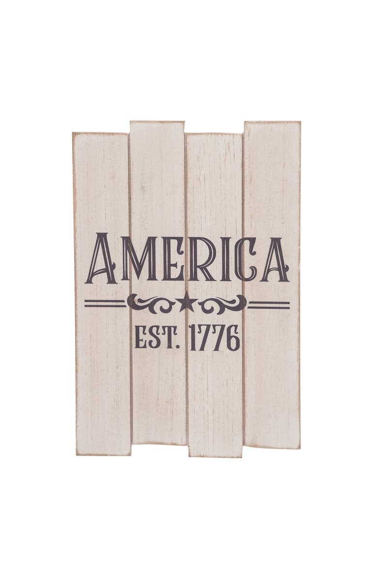 Transpac Wood White Patriotic America Slat Decor, Main, color, White