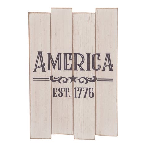 Wood White Patriotic America Slat Decor
