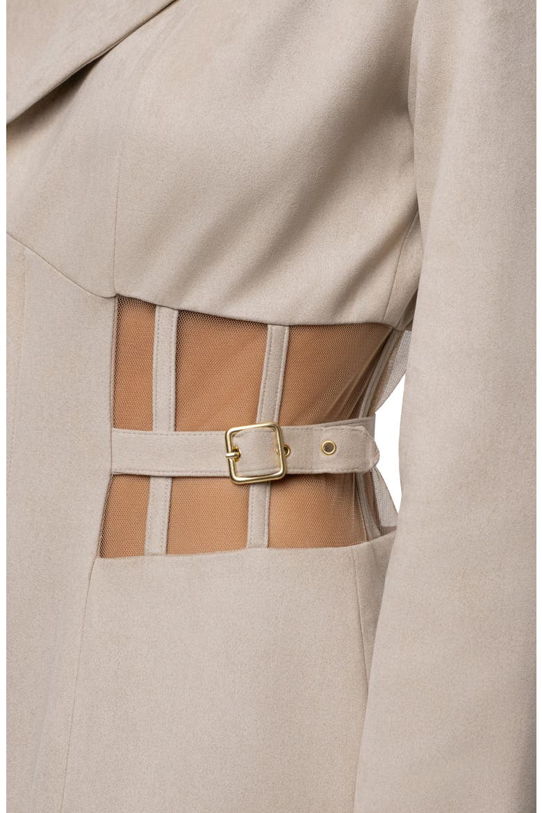 Faux Suede Maxi Coatdress, Alternate, color, BEIGE