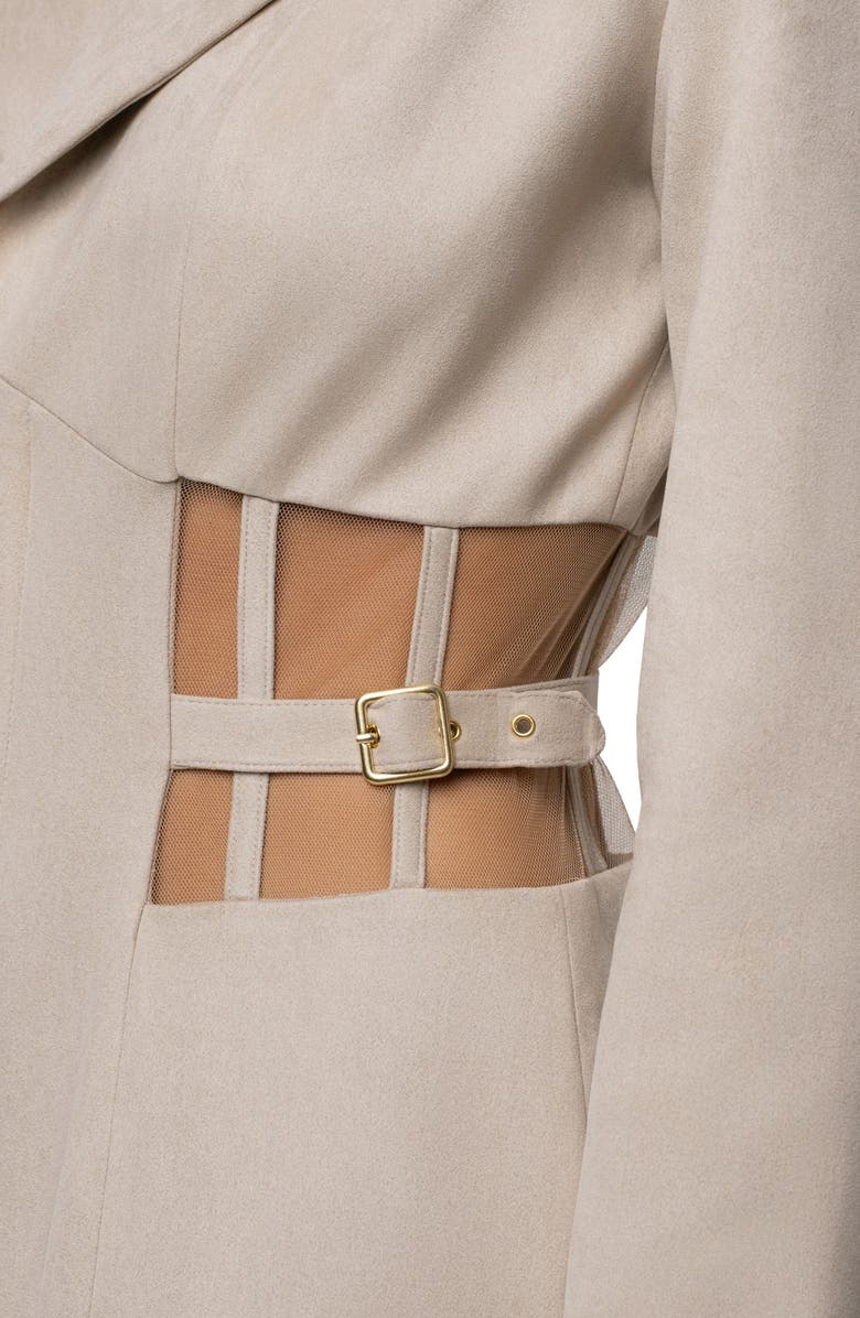 JLUXLABEL Faux Suede Maxi Coatdress, Alternate, color,