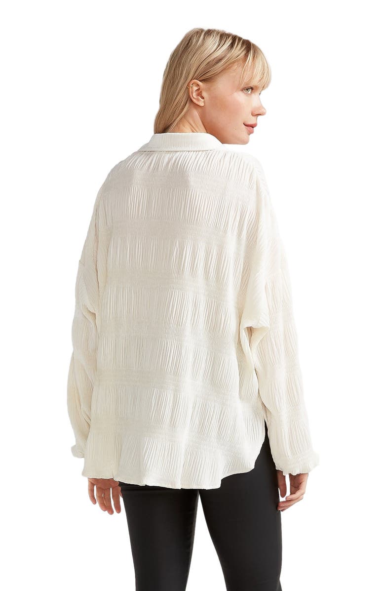 Belle & Bloom Serenade Velvet Plisse Shirt, Alternate, color, White