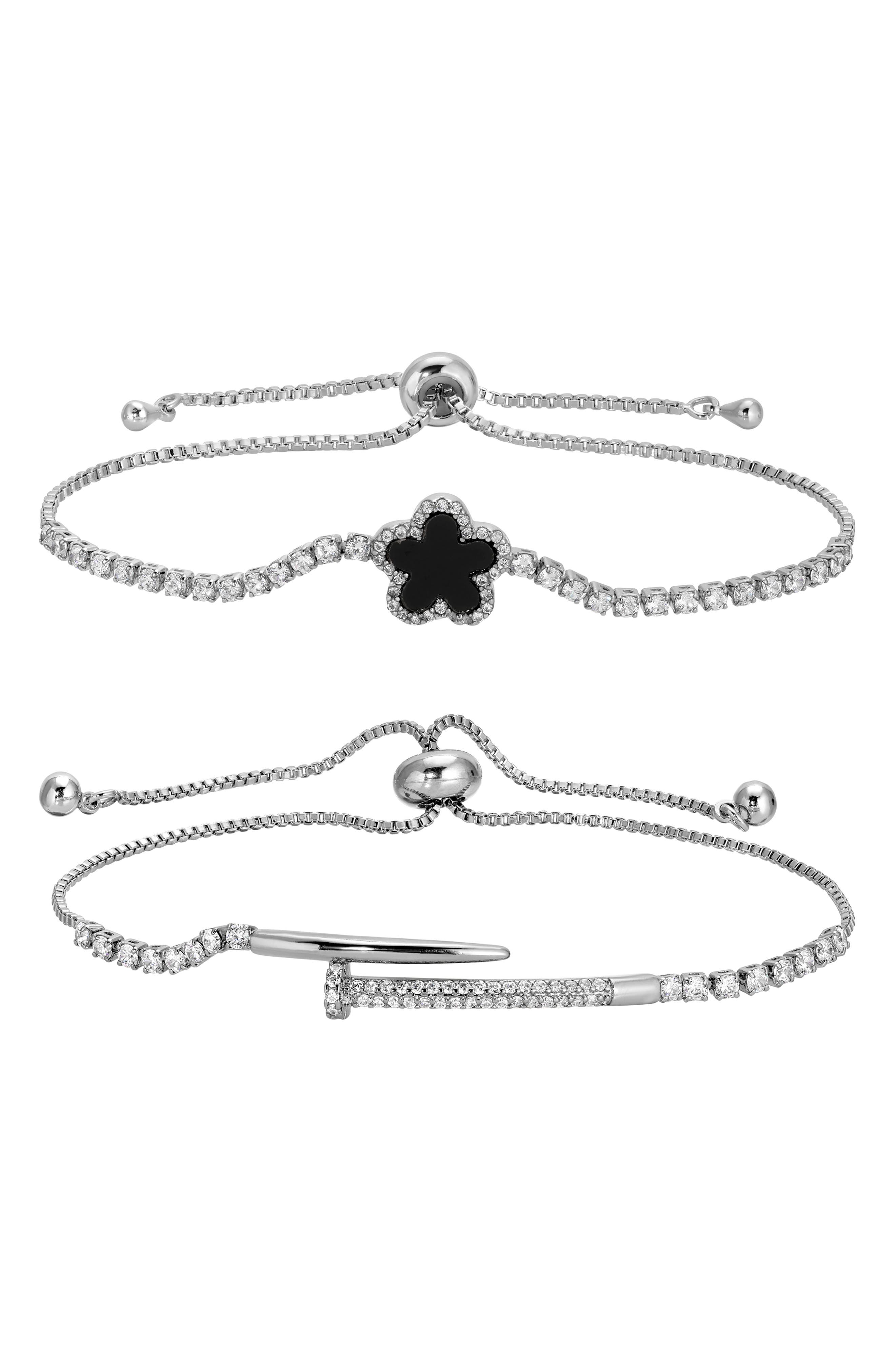 Louise Set of 2 Cubic Zirconia Slider Bracelets