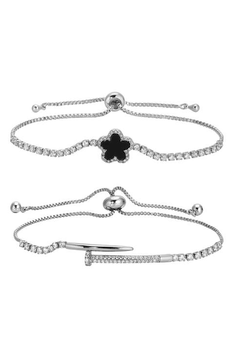 Louise Set of 2 Cubic Zirconia Slider Bracelets