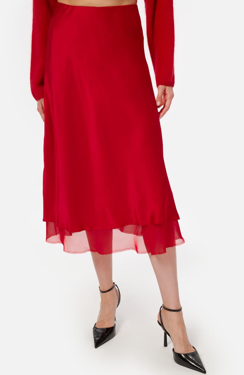 CAMI NYC Genoa Chiffon Hem Silk Charmeuse Midi Skirt, Alternate, color, 