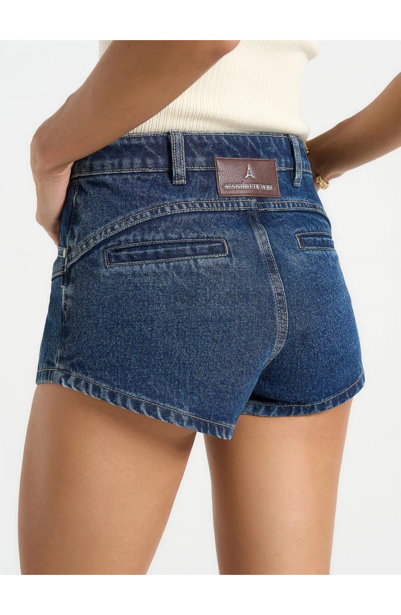 Manière De Voir Lore Contour Denim Mini Shorts, Alternate, color, Indigo