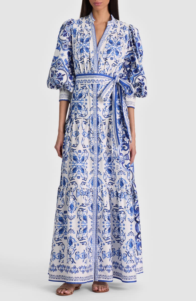 Alice + Olivia Cora Voluminous Tiered Maxi Dress, Main, color, Solstice