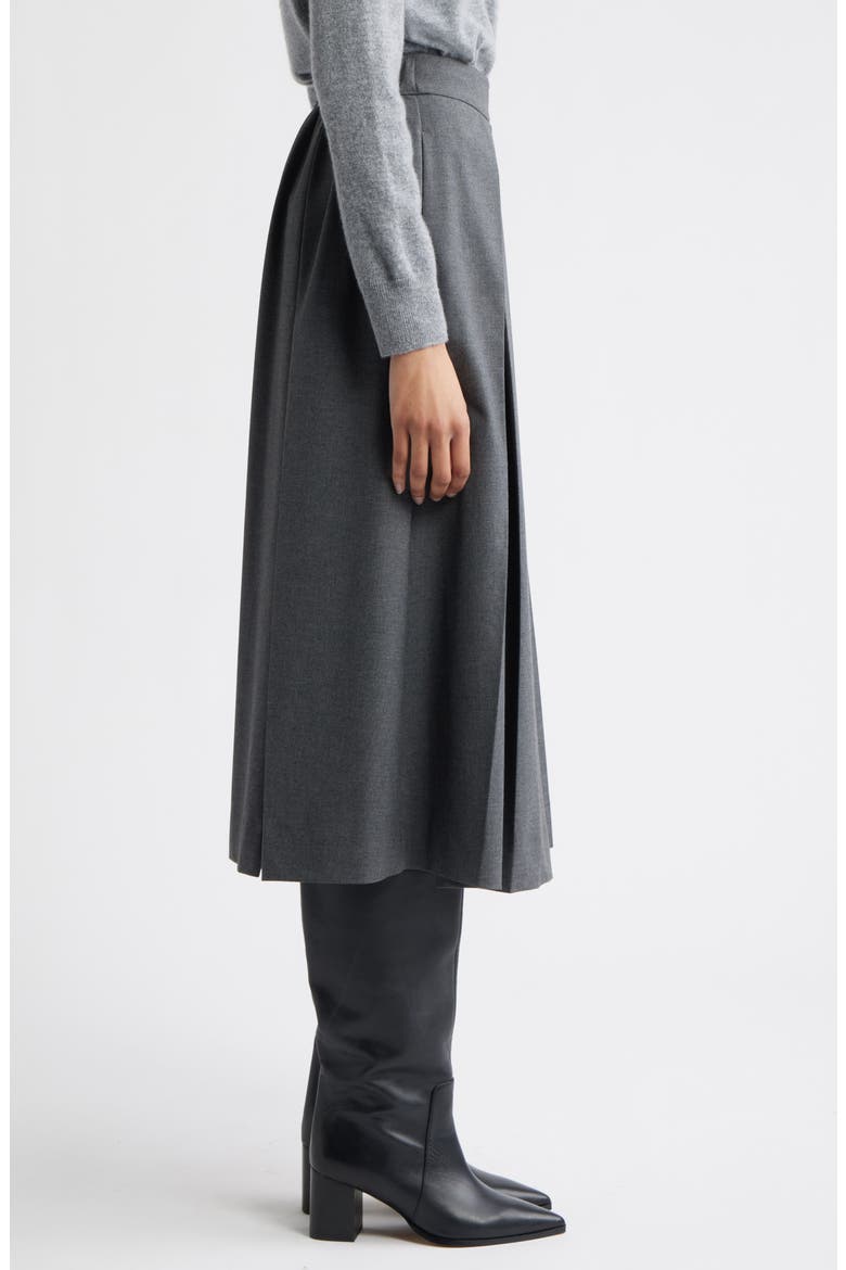 Pleated Midi Skirt, Alternate, color, GREY DARK HEATHER