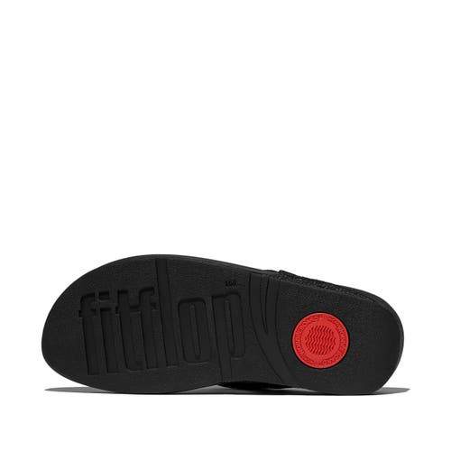 Fitflop Lulu Crinkled-shimmer Toe-post Sandals In Black