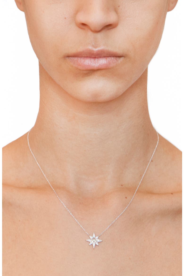 Starburst White Topaz Pendant Necklace, Alternate, color, SILVER