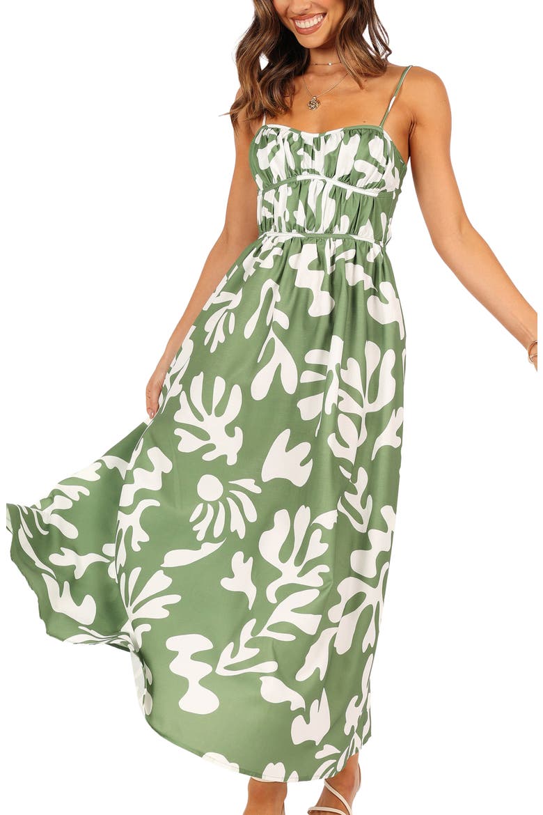 Payton Print Sleeveless Maxi Dress, Main, color, KHAKI
