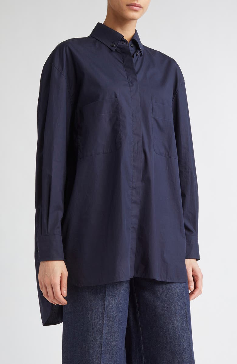 Max Mara Mozart Button-Down Shirt, Main, color, Ultramarine