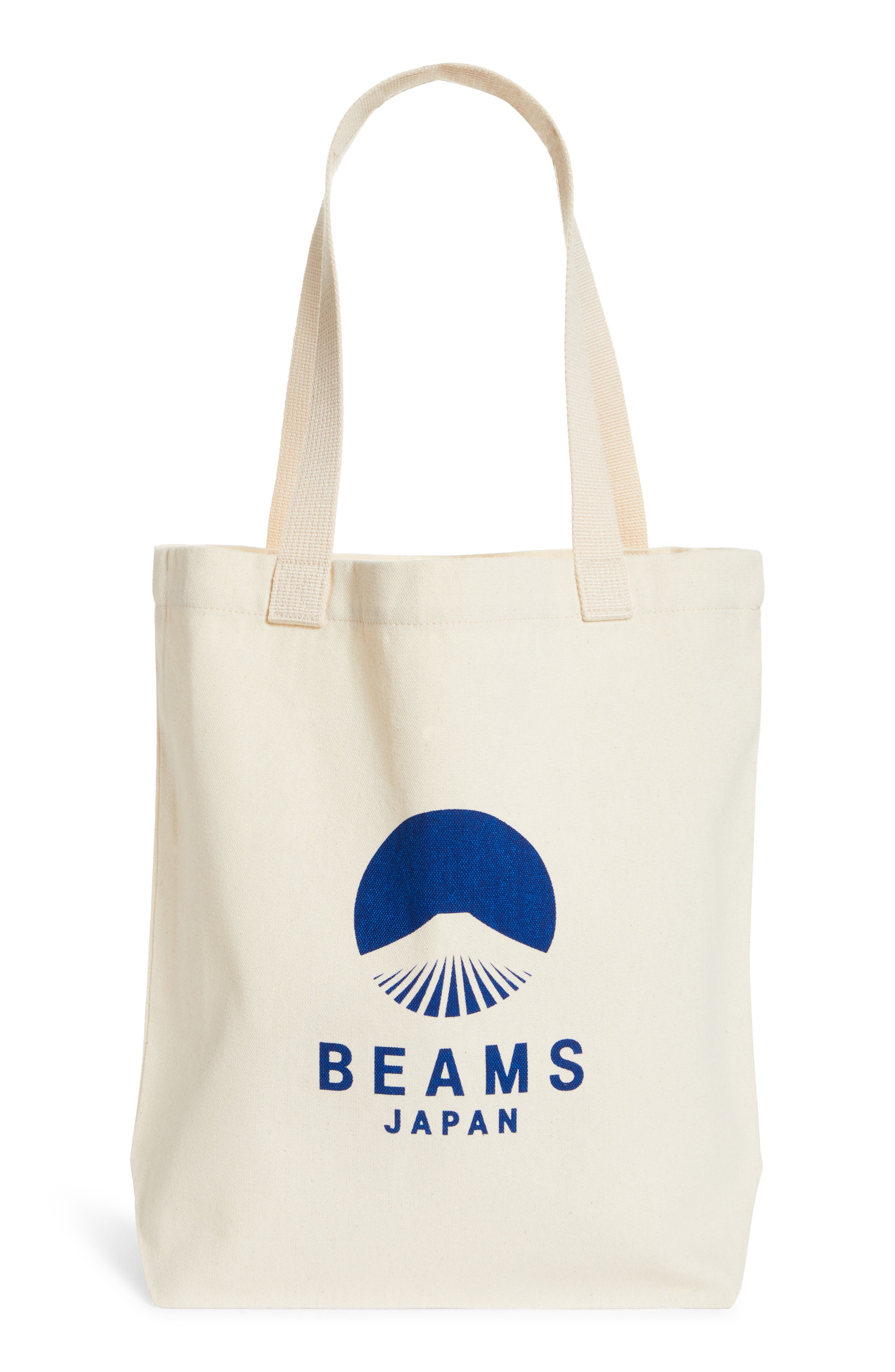 BEAMS JAPAN Mt. Fuji Logo Cotton Tote, Main, color, 
