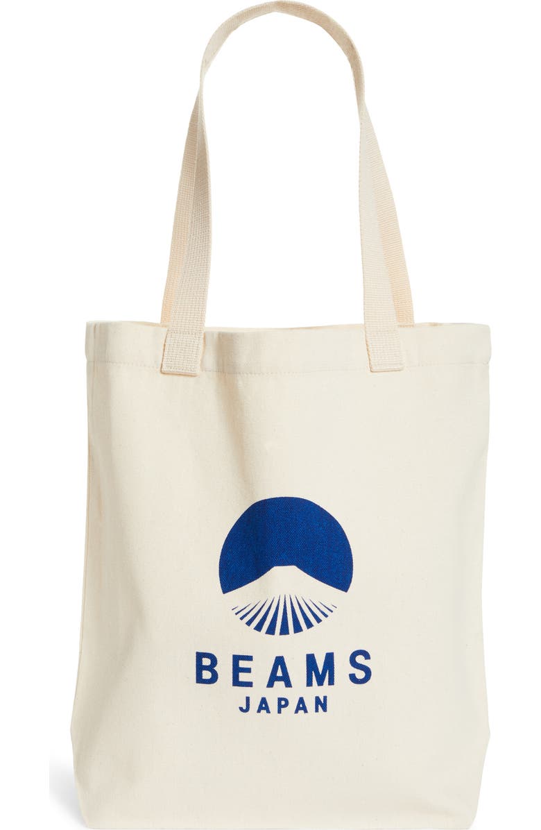 BEAMS JAPAN Mt. Fuji Logo Cotton Tote, Main, color,