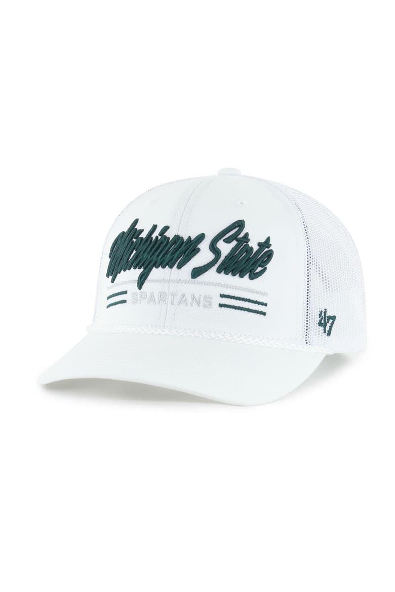 Men's '47 White Michigan State Spartans Garner Rope Trucker Adjustable Hat, Main, color, White