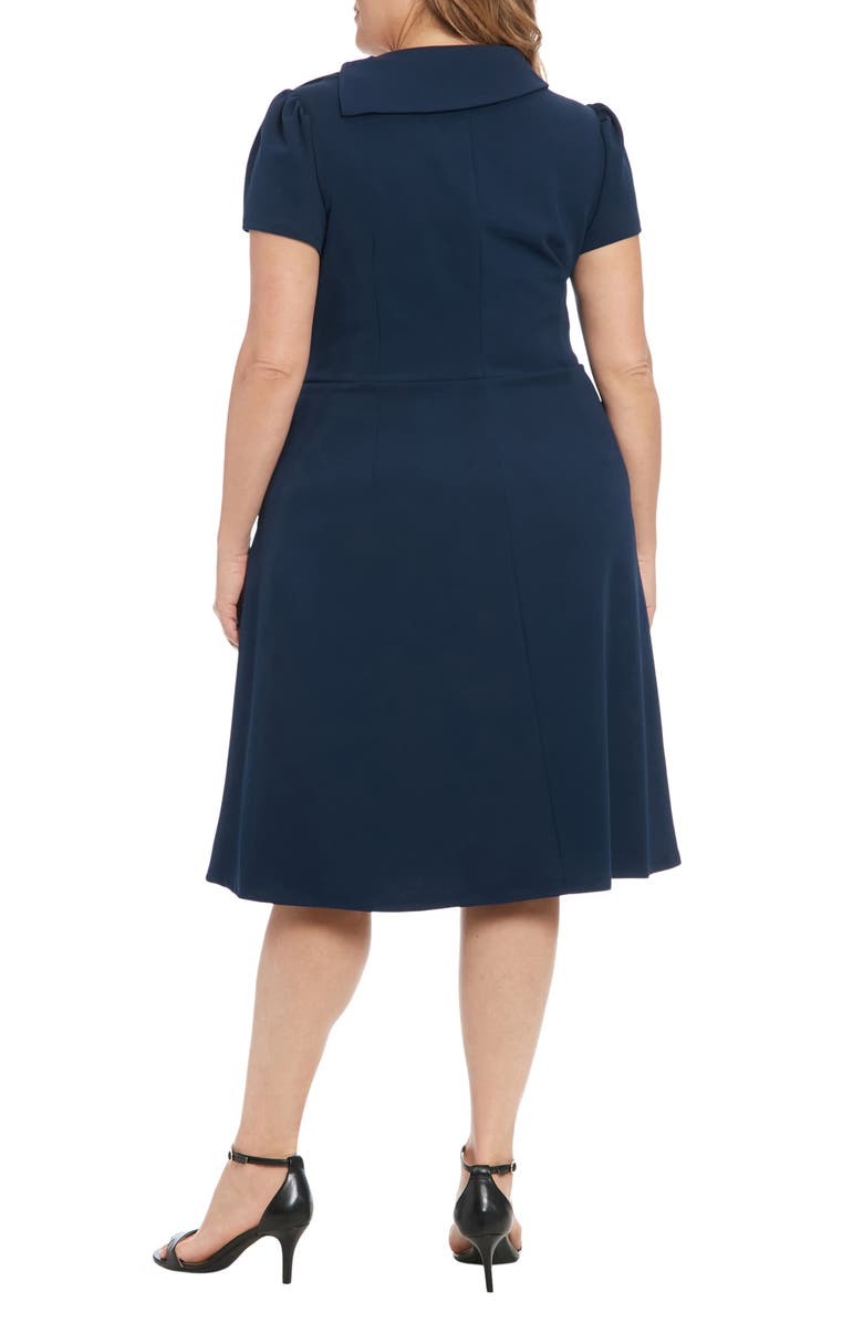 London Times Short Sleeve Scuba Crepe Fit & Flare Dress, Alternate, color,