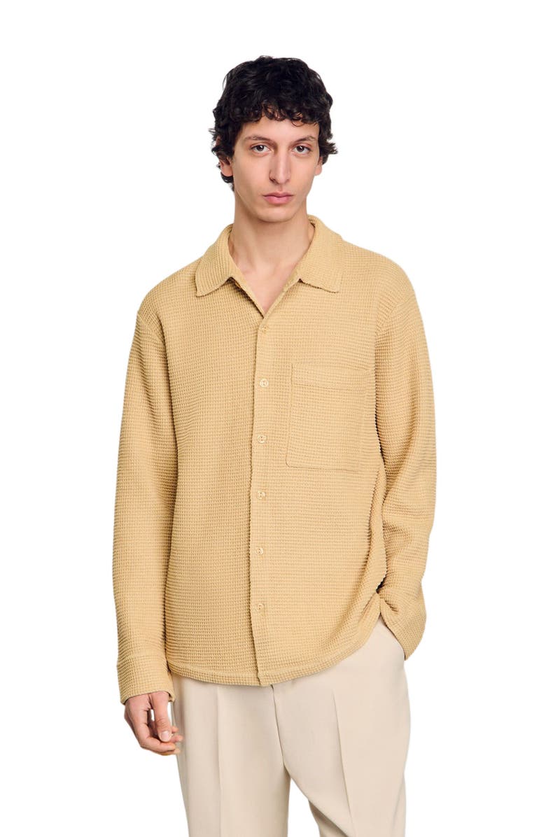 SANDRO Oversized knit shirt, Alternate, color, Nut