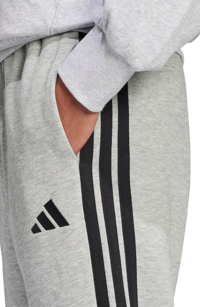 adidas Essentials 3-Stripes Fleece Sweatpants, Alternate, color, Medium Grey Heather/ Black