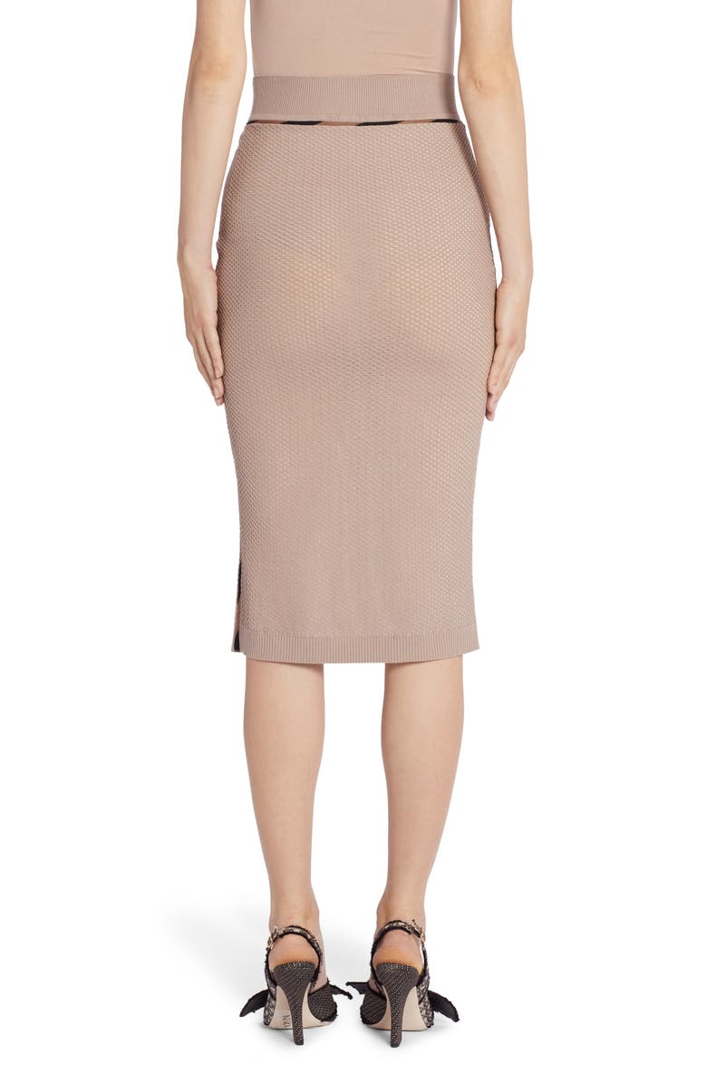 Fendi FF Logo Micro Mesh Sweater Skirt, Alternate, color, 