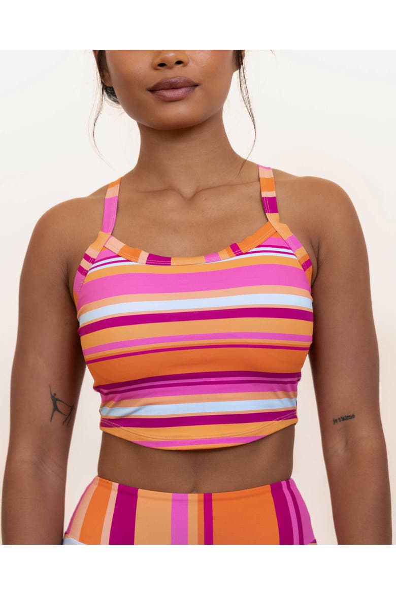 Scoop Neck Swim Top, Main, color, Sunset Stripe