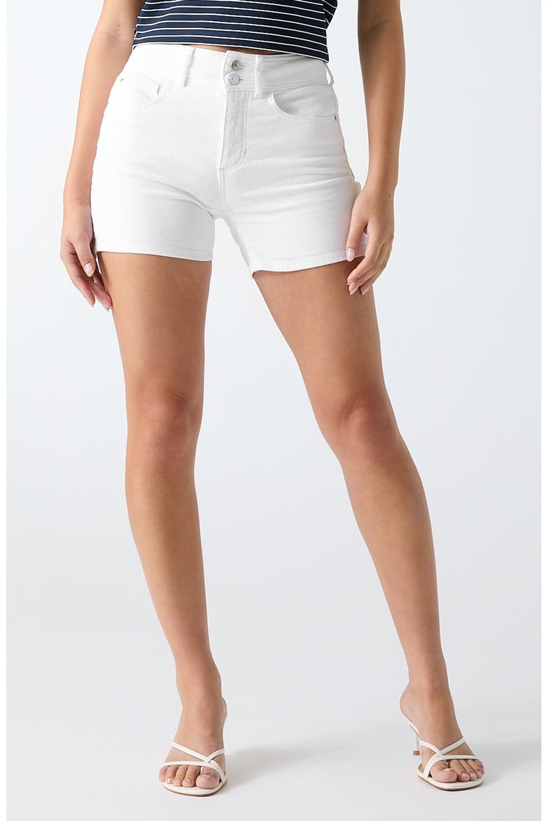 Shape Up Denim Shorts, Main, color, WHITE
