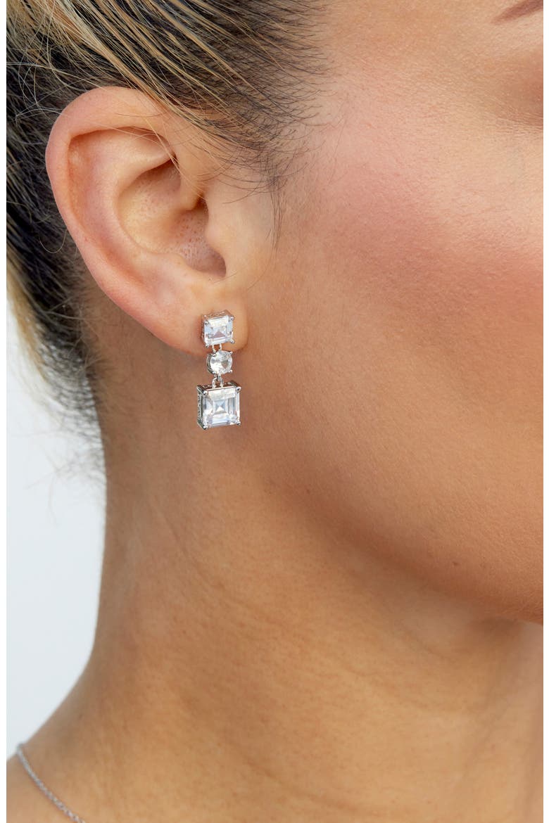 Cubic Zirconia Drop Earrings, Alternate, color, WHITE