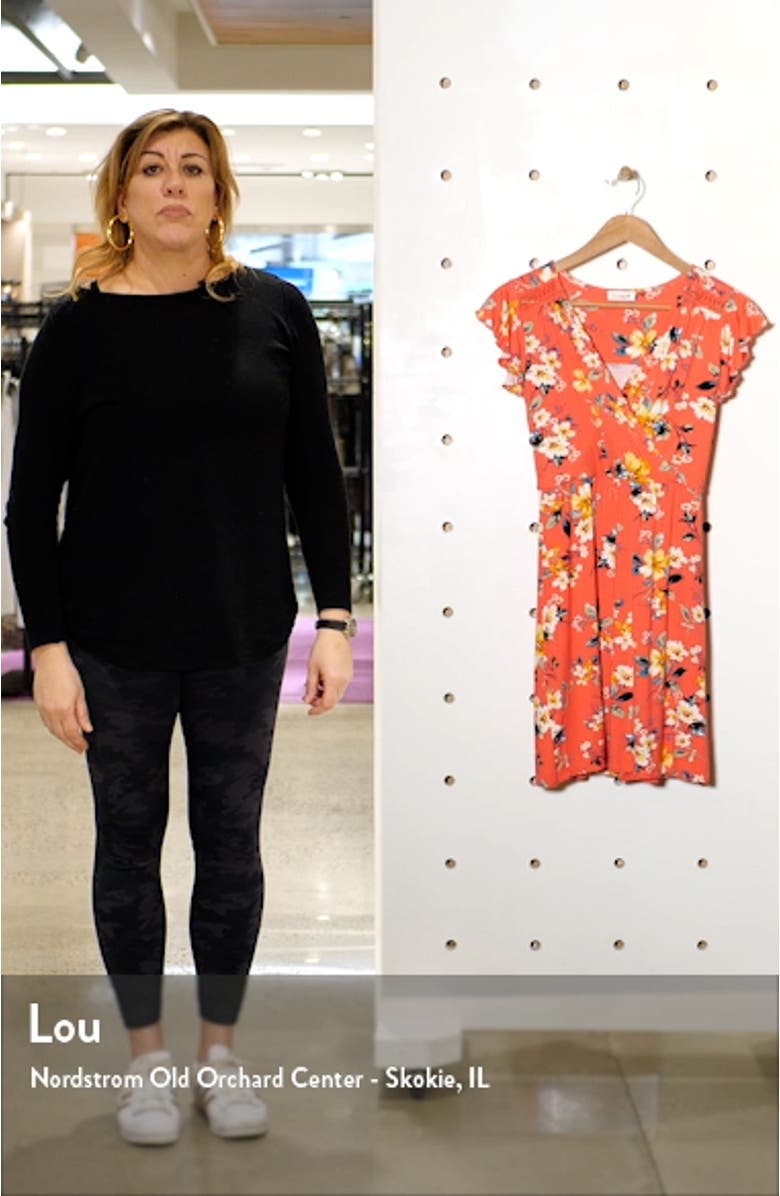 Floral Wrap Front Flutter Sleeve Dress, sales video thumbnail